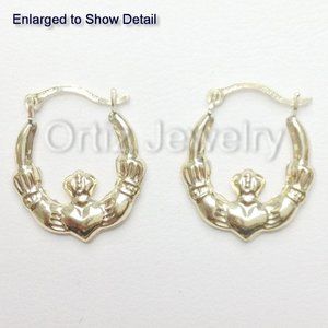 10K Yellow Gold Irish Claddagh 16mm Long Hoop